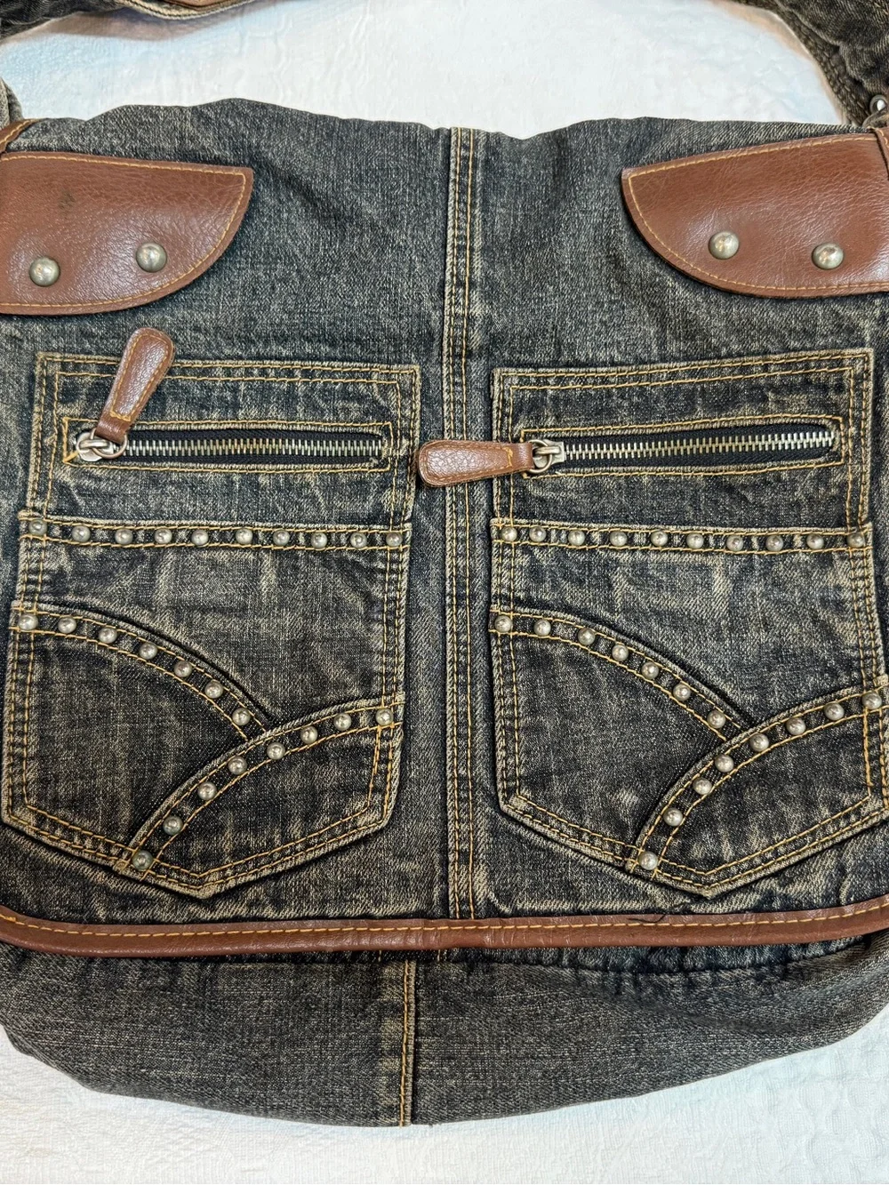 Y2K 90s Denim Jean Purse Bag So Many Pockets and Compartments!
